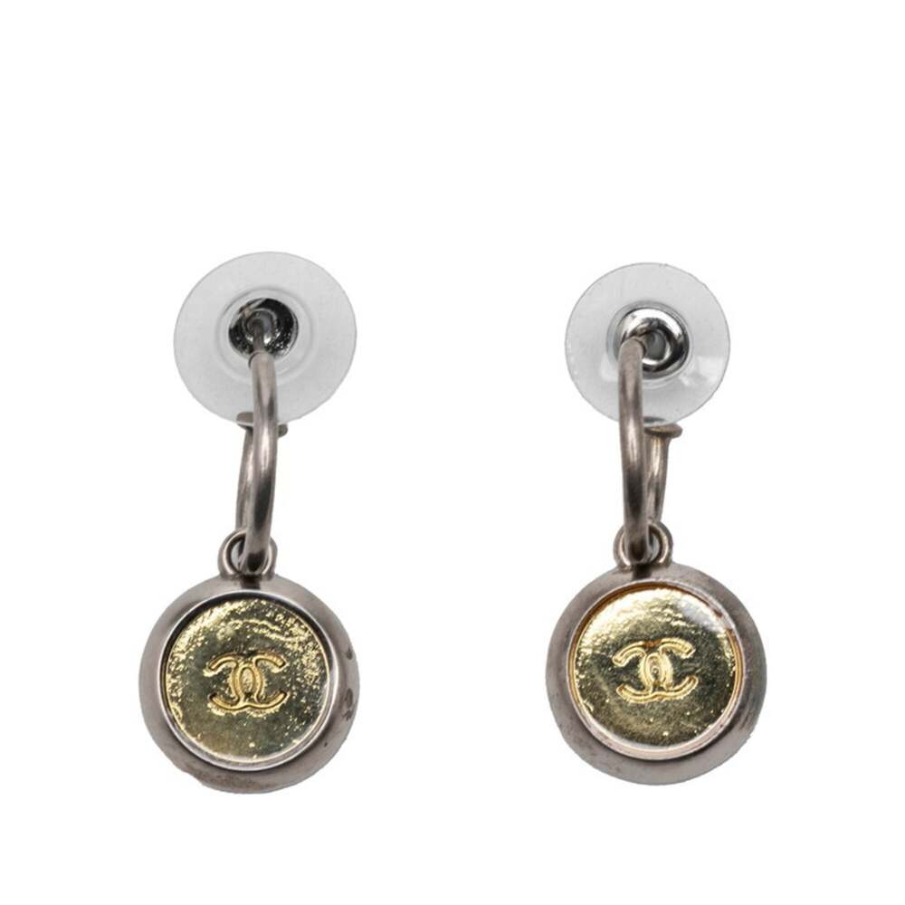 Chanel Cc Logo Stud Hoop Earrings Gold- #299508C55B